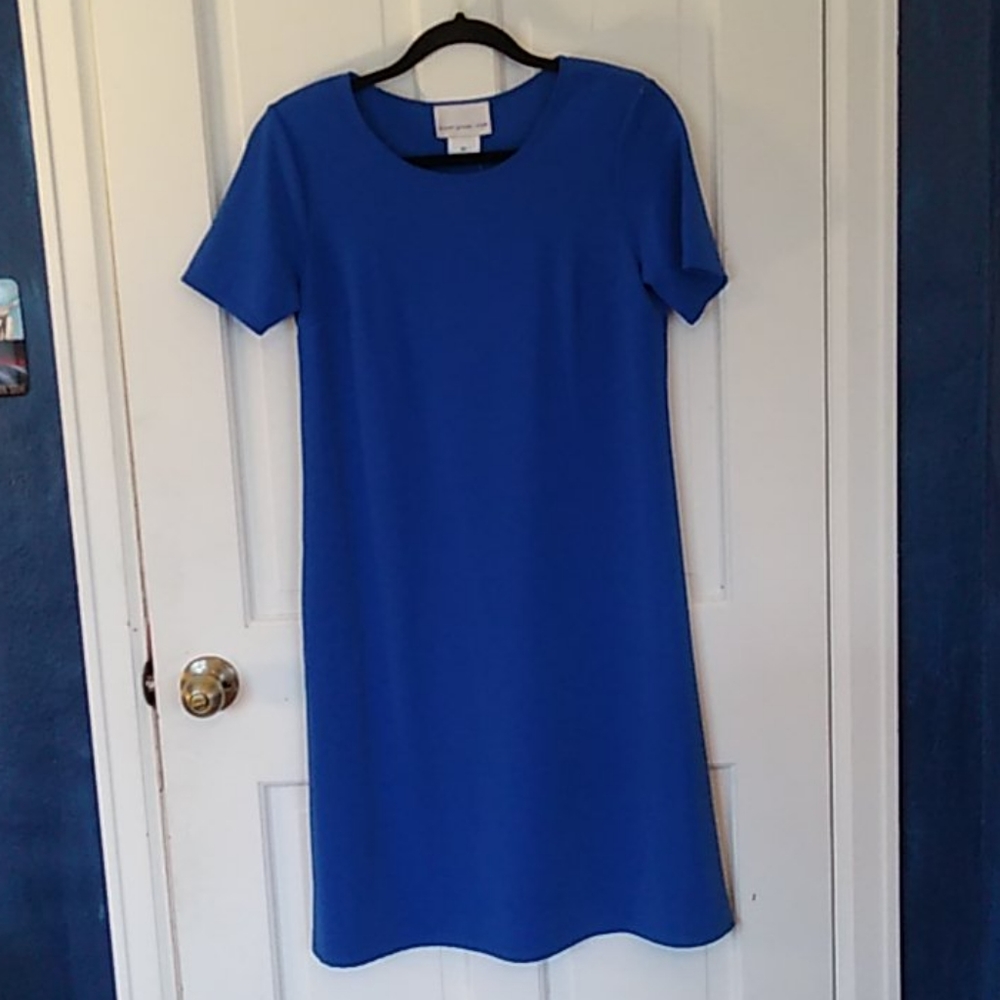 Susan Graver Liquid Knit Dress Blue XS NWT